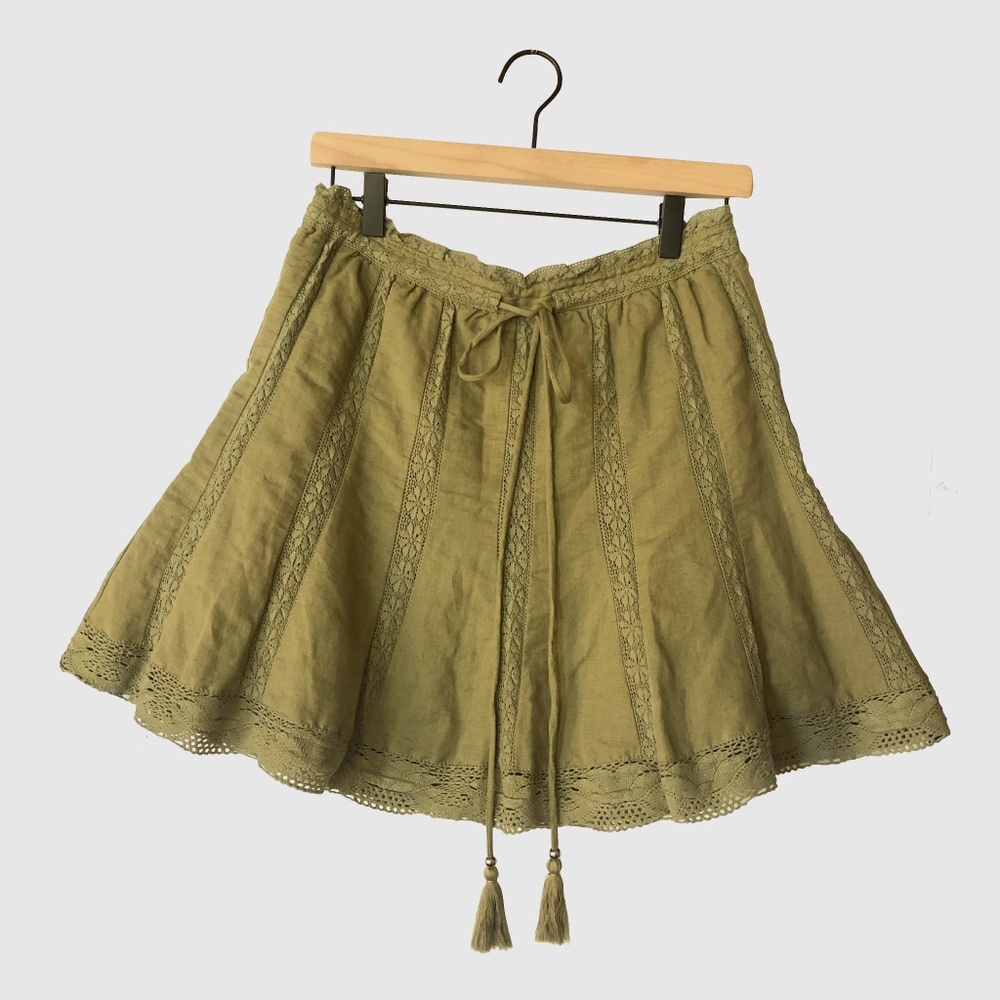 Eze Sur Mer Linen Mini Skirt with Drawstrings
